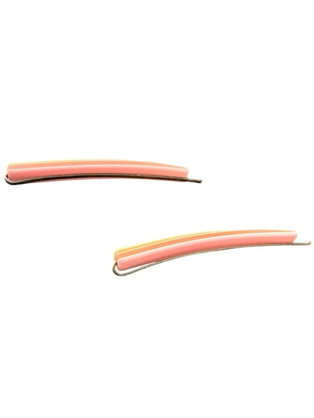 1970’s Vintage Orange, Yellow Multicolored  Thick Plastic Bobby Pins, Retro